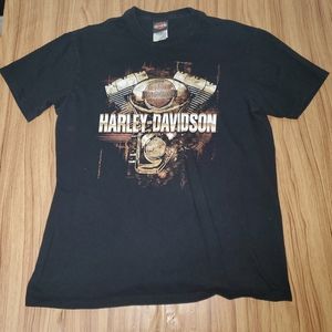 Harley-Davidson Men's T-Shirt Large Black V-Twin Mountainview  Short Sleeve